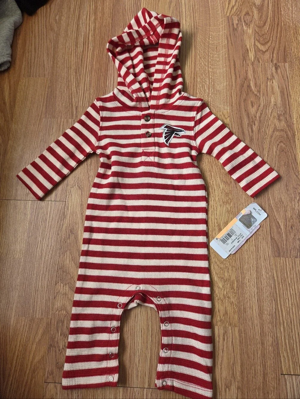 Atlanta Falcons Baby Romper 3-6M Team Logo NWT NFL Red White Stripes